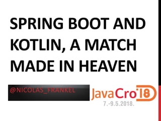 SPRING BOOT AND
KOTLIN, A MATCH
MADE IN HEAVEN
@NICOLAS_FRANKEL
 