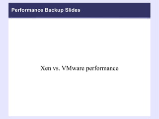 Performance Backup Slides Xen vs. VMware performance 