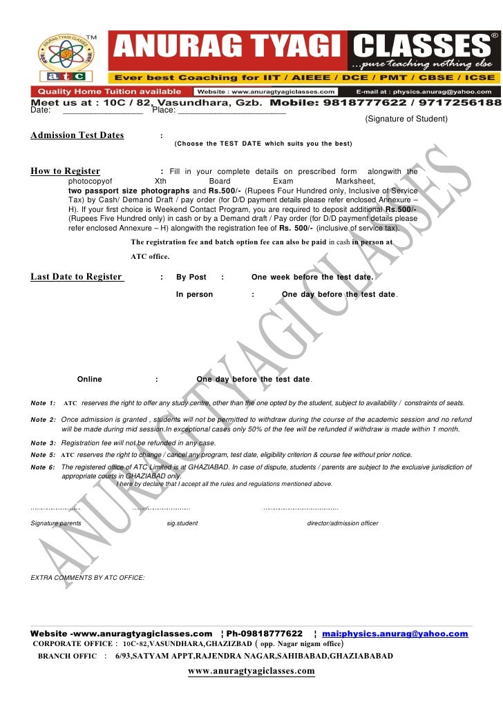 d n exam date form a T A FORM C REGISTRATION