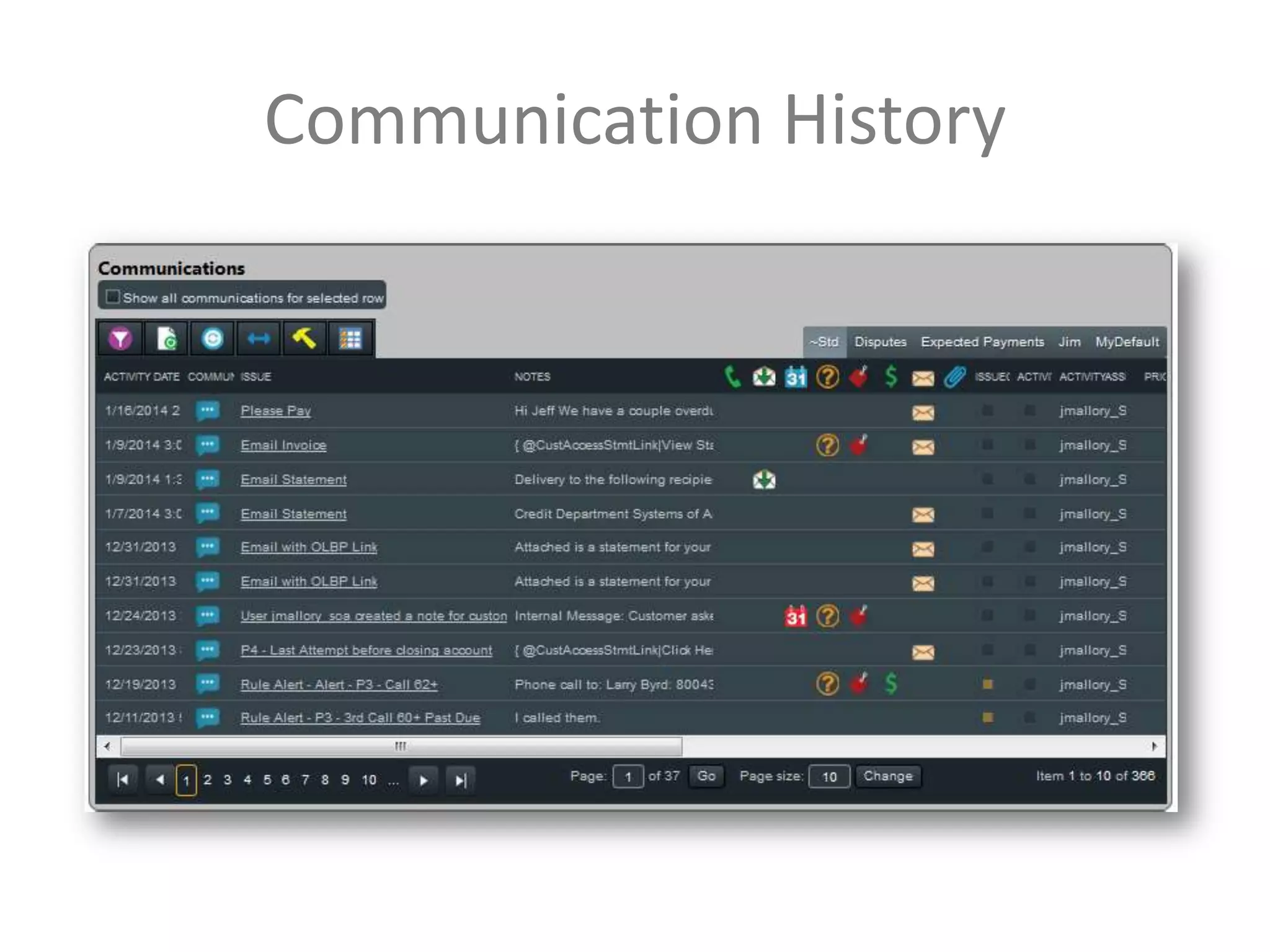 Communication History

 
