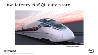 © 2017, Amazon Web Services, Inc. or its Affiliates. All rights reserved.
Low-latency NoSQL data store
Photo: greens.org.au
 