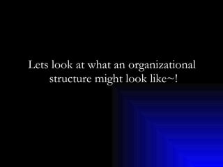 Lets look at what an organizational  structure might look like~! 