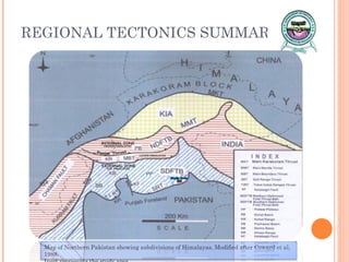 REGIONAL TECTONICS SUMMARY Map of Northern Pakistan showing subdivisions of Himalayas. Modified after Coward et al, 1988. Inset represents the study area 