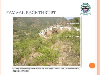 PAMAAL BACKTHRUST Photograph showing the Pamaal Backthrust (northeast view); limestone beds dipping southwards 