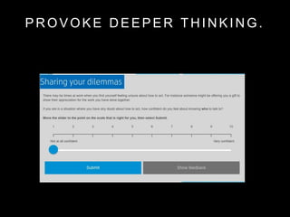 P R O V O K E D E E P E R T H I N K I N G .
 