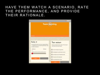 H A V E T H E M W A T C H A S C E N A R I O , R A T E
T H E P E R F O R M A N C E , A N D P R O V I D E
T H E I R R A T I O N A L E .
 