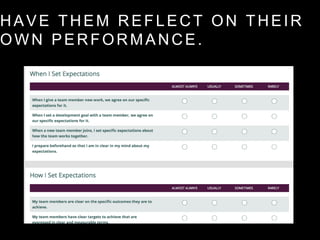 HAVE THEM REFLECT ON THEIR
OWN PERFORMANCE.
 