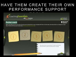 HAVE THEM CREATE THEIR OWN
PERFORMANCE SUPPORT
TOOLS.
 