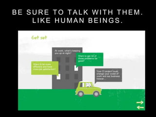 B E S U R E T O T A L K W I T H T H E M .
L I K E H U M A N B E I N G S .
 