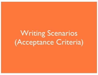 Writing Scenarios
(Acceptance Criteria)
 
