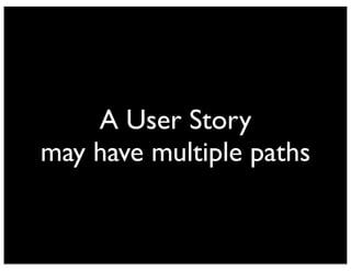A User Story
may have multiple paths
 