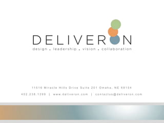1 1 5 1 6 M i r a c l e H i l l s D r i v e S u i t e 2 0 1 O m a h a , N E 6 8 1 5 4
4 0 2 . 2 3 8 . 1 3 9 9 | w w w . d e l i v e r o n . c o m | c o n t a c t u s @ d e l i v e r o n . c o m
 