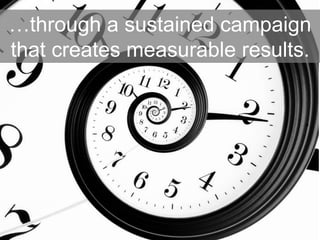…through a sustained campaign
that creates measurable results.
 