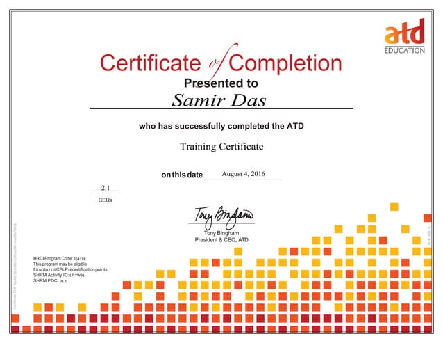 ATD Training Certificate | PDF