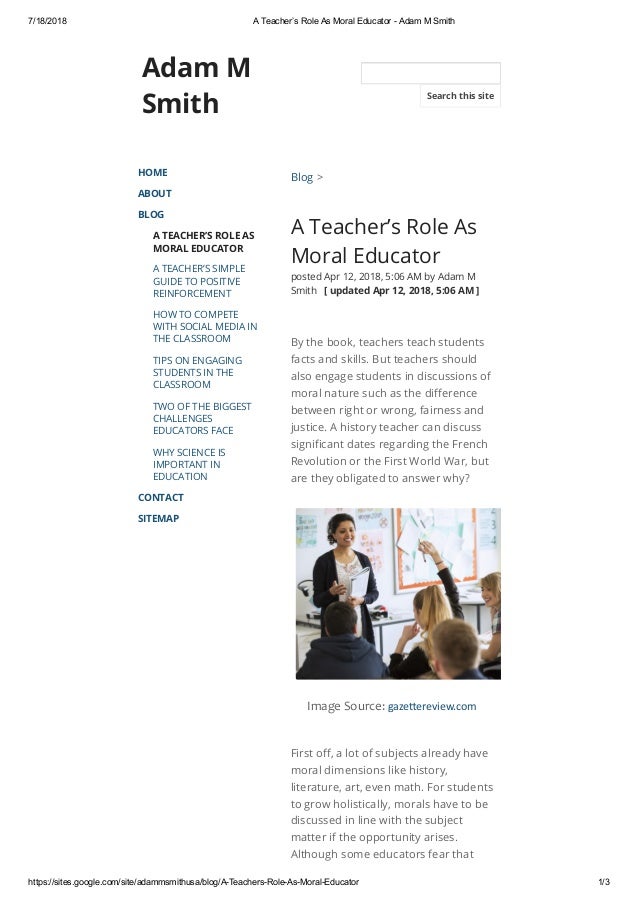 a teachers role as