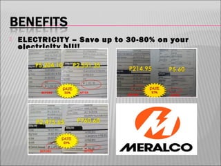 

ELECTRICIT Y – Save up to 30-80% on your
electricity bill!

 