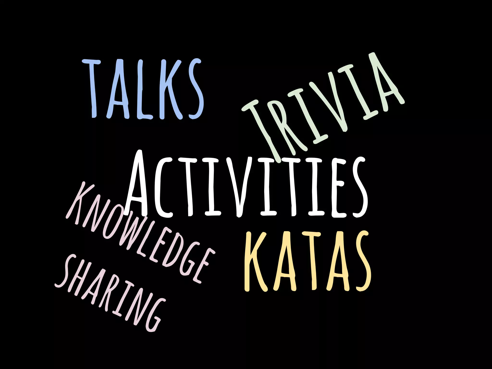 Activities
talks
katas
Knowledgesharing
Trivia
 
