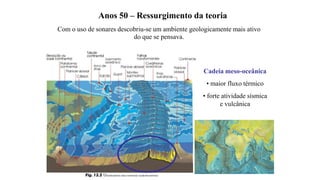 Anos 50 – Ressurgimento da teoria
Com o uso de sonares descobriu-se um ambiente geologicamente mais ativo
do que se pensav...