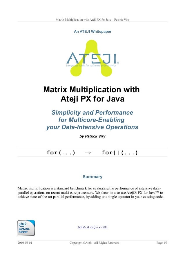 java matrix multiplication 8 Multiplication Matrix for PX Ateji with Java