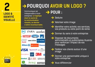 2 
LOGO & 
IDENTITÉ 
VISUELLE 
vaisonventouxtourismePRO 
POURQUOI AVOIR UN LOGO ? 
POUR : 
Communiquer est indispensable à toute entreprise. Le logotype étant le socle de la communication visuelle, ce dernier s’avère incontournable. 
Séduire 
Valoriser votre image 
Identifier votre activité, vos services, vos produits ou votre point de vente 
Donner du sens à votre entreprise 
Disposer de documents administratifs et publicitaires illustrés pour renforcer l’impact de vos messages 
Fédérer vos clients autour d’une image 
Donner une personnalité unique à votre entreprise 
Vous différencier  