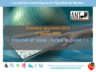 Les ateliers numériques du Vignoble de Nantes

Première rencontre 2014
17 février 2014

« Internet et vous , faites le point ! »

Office de tourisme du Vignoble de Nantes
www.levignobledenantes-tourisme.com

 