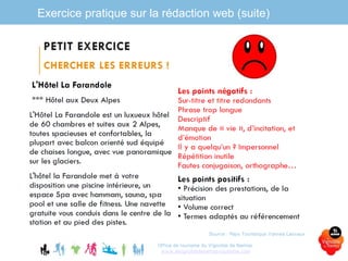 Exercice pratique sur la rédaction web (suite)
Office de tourisme du Vignoble de Nantes
www.levignobledenantes-tourisme.com
Source : Pays Touristique Vannes Lanvaux
 