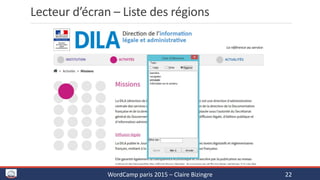 Pourquoi et comment améliorer l'accessibilité des sites WordPress - WordCamp Paris 2015 Slide 22