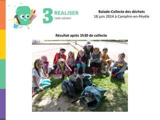 Balade-Collecte des déchets
18 juin 2014 à Camphin-en-Pévèle
Résultat après 1h30 de collecte
 