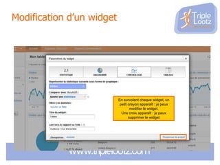 Modification d’un widget

En survolant chaque widget, un
petit crayon apparaît : je peux
modifier le widget.
Une croix apparaît : je peux
supprimer le widget

 