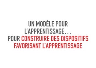 UN MODÈLE POUR
L’APPRENTISSAGE…
POUR CONSTRUIRE DES DISPOSITIFS
FAVORISANT L’APPRENTISSAGE
 
