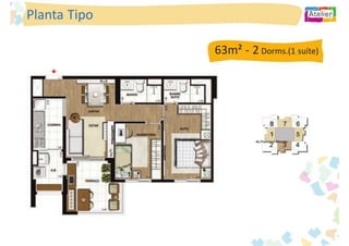 Planta Tipo

              63m² - 2 Dorms.(1 suíte)




                       Av.Francisco Morato
 