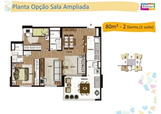 Planta Opção Sala Ampliada

                             80m² - 2 Dorms.(1 suíte)




                                   Av.Francisco Morato
 
