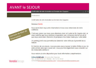 AVANT le SEJOUR
Exemple de Mail de
Réservation
 