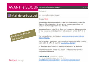 AVANT le SEJOUR
Mail de pré-accueil
Exemple de Mail de
Pré-accueil
 