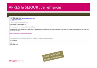 APRES le SEJOUR : Je remercie
Autre Ex de Mail
de remerciement
 