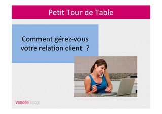 Petit Tour de Table
Comment gérez-vous
votre relation client ?
 