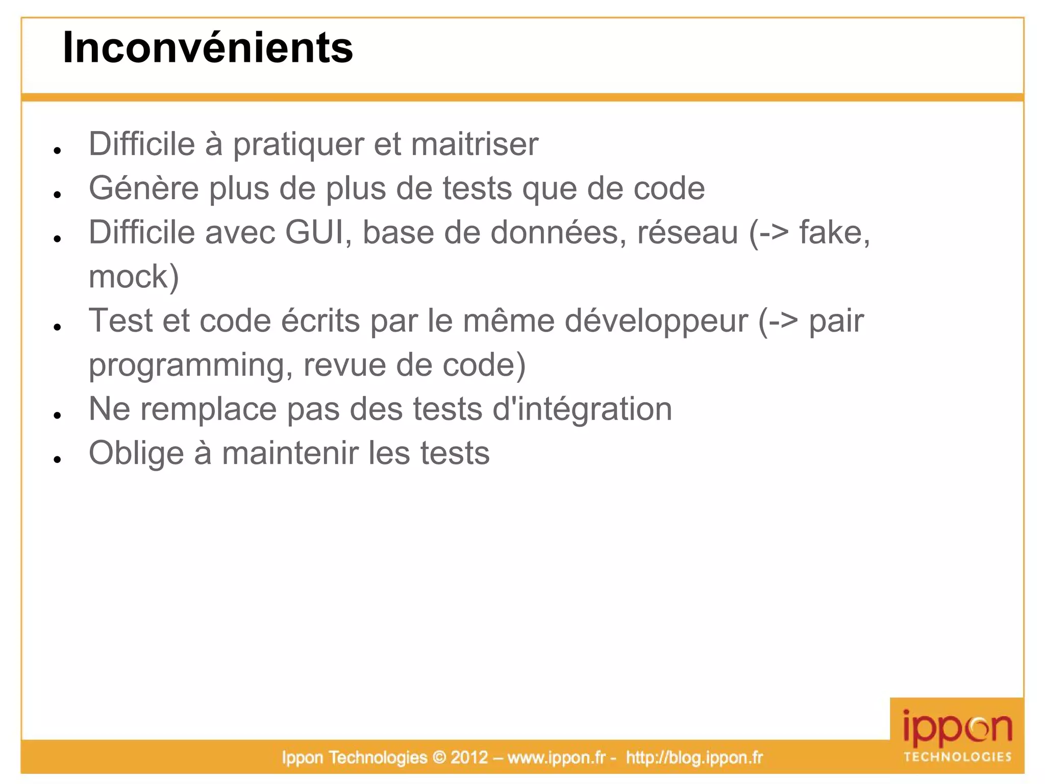 Atelier TDD (Test Driven Development)