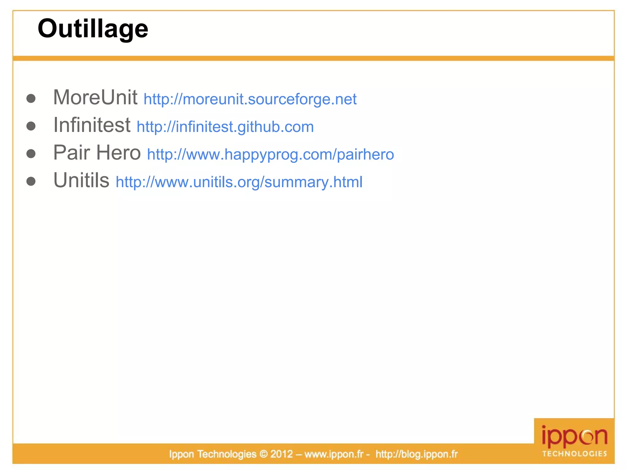 Atelier TDD (Test Driven Development)
