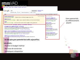Répondre à un besoin de l’internaute  Référencement payant Un des plus gros  potentiel  de trafic aujourd’hui. Les atouts : Position et budget maîtrisé Bon taux de conversion Statistiques à disposition Liens sponsorisés ou référencement  payant 