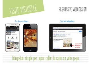VISITEVIRTUELLE
Intégrationsimpleparcopier-collerducodesurvotrepage
RESPONSIVEWEBDESIGN
 