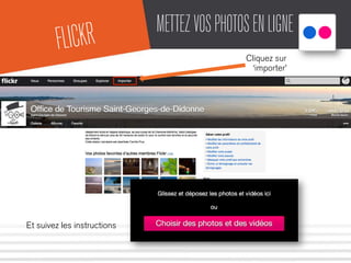 METTEZVOSPHOTOSENLIGNE
FLICKR
Cliquez sur
‘importer’
Et suivez les instructions
 