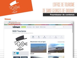 L’OFFICEDETOURISME
DESAINT-GEORGES-DE-DIDONNE
Fournisseur de contenus
Vimeo
 