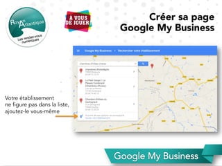 Votre établissement
ne figure pas dans la liste,
ajoutez-le vous-même
Créer sa page
Google My Business
 