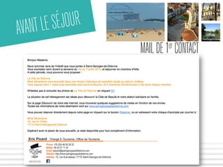 AVANT LE SÉJOUR 
MAIL DE 1er CONTACT 
 