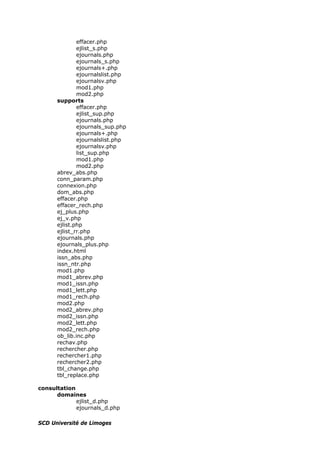effacer.php
ejlist_s.php
ejournals.php
ejournals_s.php
ejournals+.php
ejournalslist.php
ejournalsv.php
mod1.php
mod2.php
supports
effacer.php
ejlist_sup.php
ejournals.php
ejournals_sup.php
ejournals+.php
ejournalslist.php
ejournalsv.php
list_sup.php
mod1.php
mod2.php
abrev_abs.php
conn_param.php
connexion.php
dom_abs.php
effacer.php
effacer_rech.php
ej_plus.php
ej_v.php
ejlist.php
ejlist_rr.php
ejournals.php
ejournals_plus.php
index.html
issn_abs.php
issn_ntr.php
mod1.php
mod1_abrev.php
mod1_issn.php
mod1_lett.php
mod1_rech.php
mod2.php
mod2_abrev.php
mod2_issn.php
mod2_lett.php
mod2_rech.php
ob_lib.inc.php
rechav.php
rechercher.php
rechercher1.php
rechercher2.php
tbl_change.php
tbl_replace.php
consultation
domaines
ejlist_d.php
ejournals_d.php
SCD Université de Limoges
 
