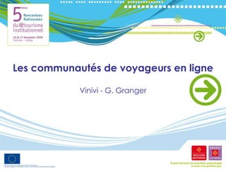 Les communautés de voyageurs en ligne Vinivi - G. Granger 