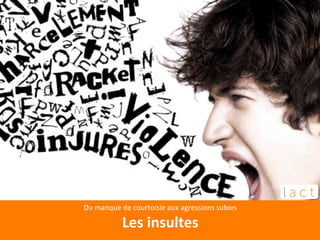 Du 
manque 
de 
courtoisie 
aux 
agressions 
subies 
Les 
insultes 
 