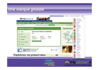 Une marque globale
TripAdvisor est présent dans 25 pays en 18 langues
 