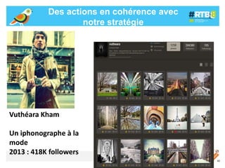 Des actions en cohérence avec
notre stratégie

Vuthéara Kham
Un iphonographe à la
mode
2013 : 418K followers
42

 