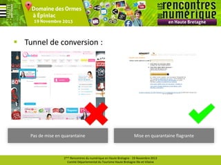  Tunnel de conversion :

Pas de mise en quarantaine

Mise en quarantaine flagrante

1ères Rencontres du numérique en Haute Bretagne - 19 Novembre 2013
Comité Départemental du Tourisme Haute Bretagne Ille-et-Vilaine

 